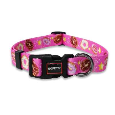 All seasons customized logo on label polyester dog collar wholesale