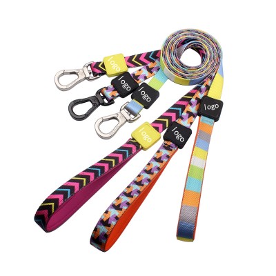 Pet accessories dog tag, gold hook with custom print padded handle leash