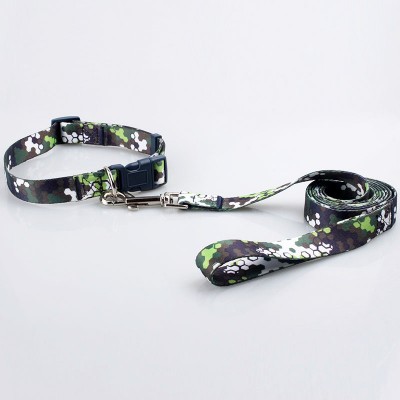 Custom Army Green Polyester Sublimation Dog Leads and Collars